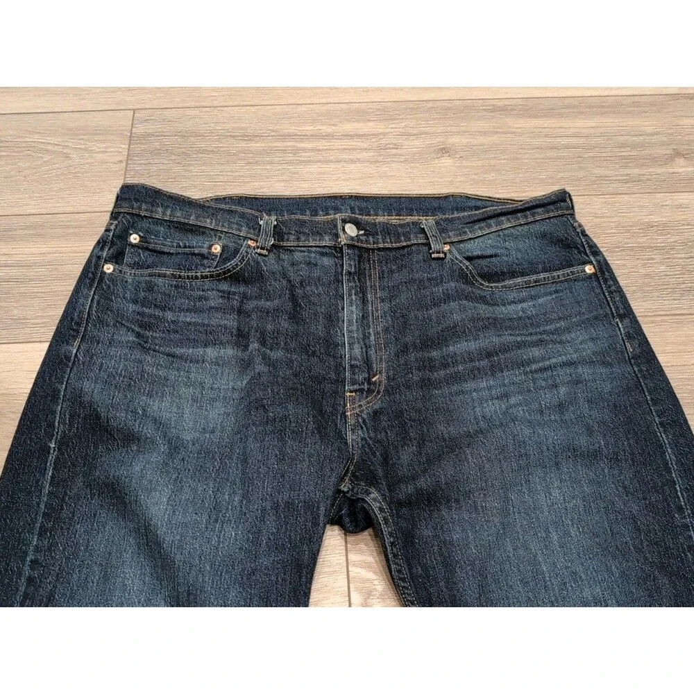 LEVI'S 505 MEN'S BLUE JEANS LOOSE STRAIGHT  STRETCH SIZE 38 X 30 DARK WASH EUC